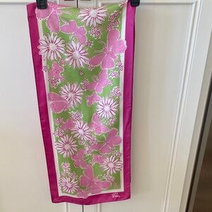 Vintage Lilly Pulitzer Breast Cancer Awareness with Ford 100% silk floral scarf.